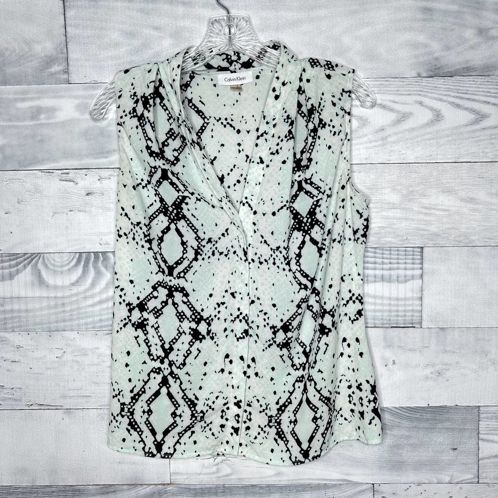 Calvin Klein Sleeveless Abstract Print Blouse